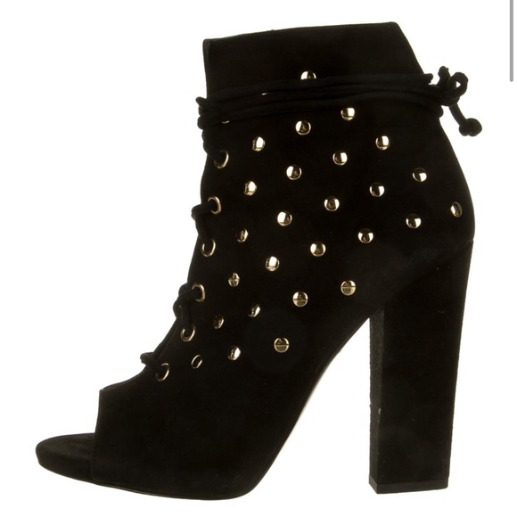 Giuseppe Zanotti Black Suede Alien Peep Toe Booties - Picture 3 of 9